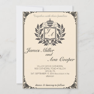 Faire-part de mariage Floral Classique Monogram Cr