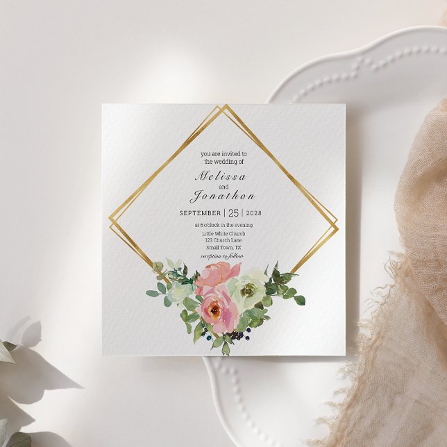 Faire-part de mariage floral coquille d'oeuf et ro (Créateur téléchargé)