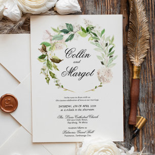 Faire-part de mariage floral Couronne de lys blanc
