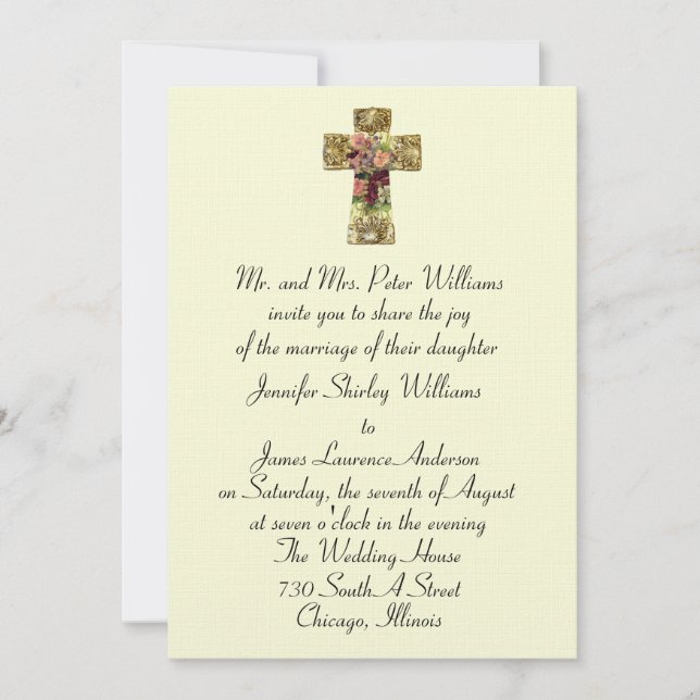 Faire-part de mariage Floral Cross (Devant)