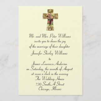 Faire-part de mariage Floral Cross