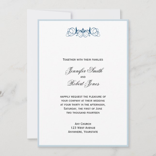 Faire-part de mariage floral d'accent de rayure de (Devant)