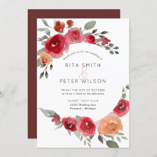 Faire-part de mariage floral d'aquarelle rustique