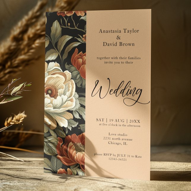Faire-part de mariage floral d'argile Vintage (Créateur téléchargé)