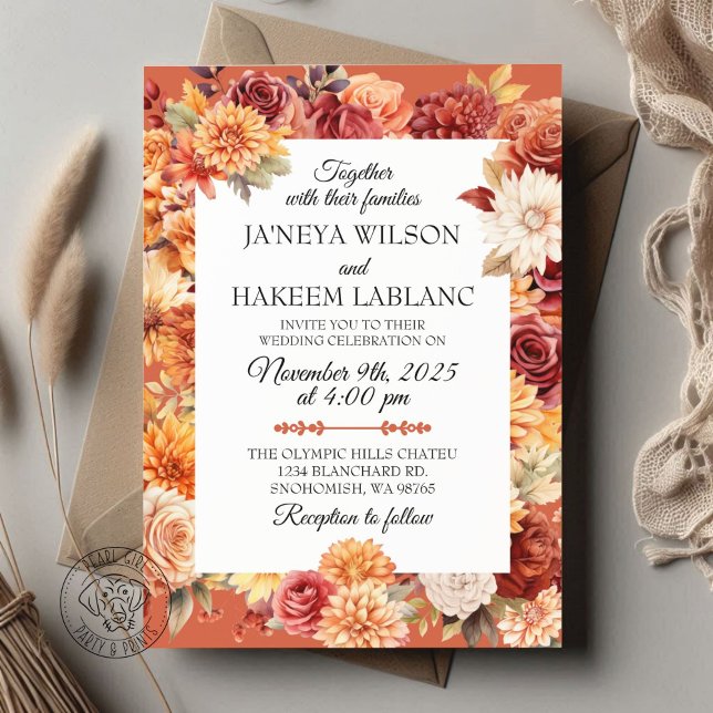 Faire-part de mariage floral d'automne (Créateur téléchargé)