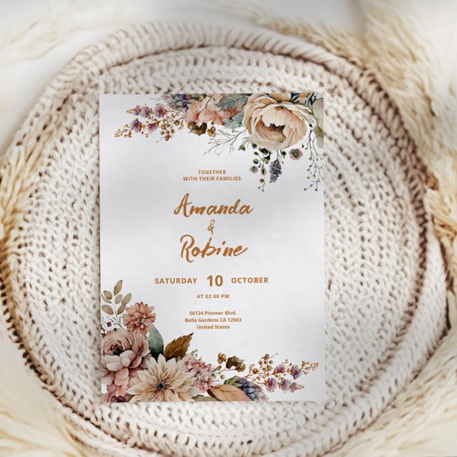 Faire-part de mariage Floral d'automne rustique (Créateur téléchargé)