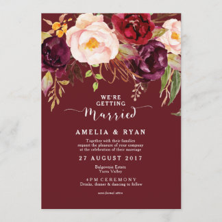 Faire-part de mariage Floral de Bourgogne-Marsala