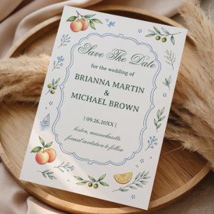 Faire-part de mariage floral de citrus méditerrané