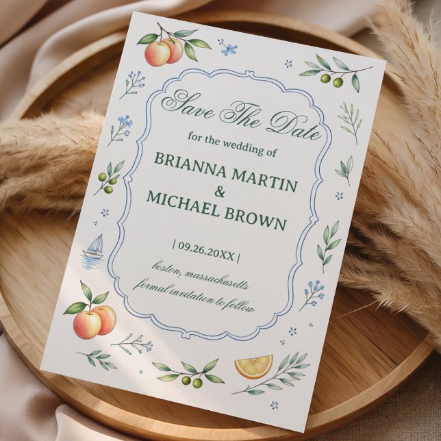 Faire-part de mariage floral de citrus méditerrané (Créateur téléchargé)