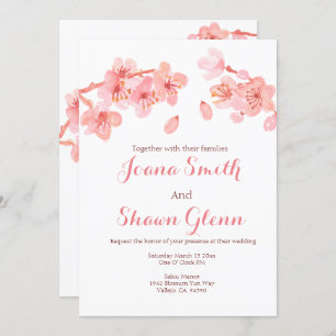 Faire-part de mariage floral de fleurs de cerisier