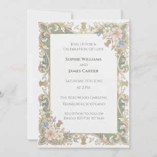Faire-part de mariage floral de jardin vintage