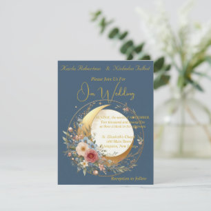 Faire-part de mariage floral de la lune bleue