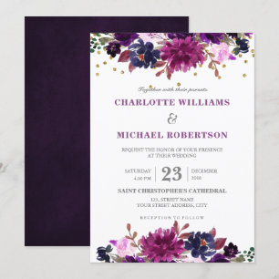 Faire-part de mariage floral de lavande violette
