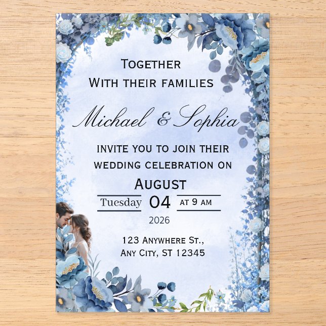 Faire-part de mariage floral de luxe (Recto)
