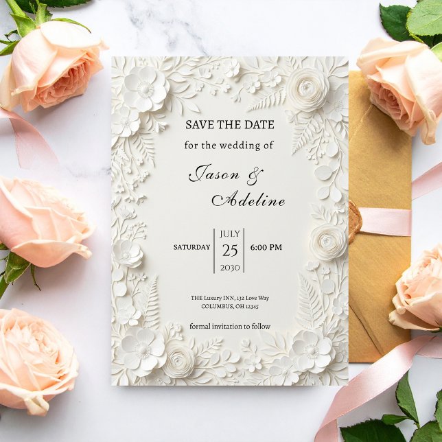 Faire-part de mariage floral de luxe moderne (Créateur téléchargé)