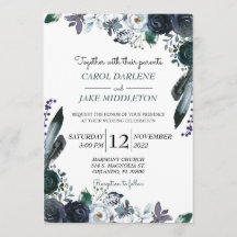 Faire-part de mariage floral de marine d'aquarelle