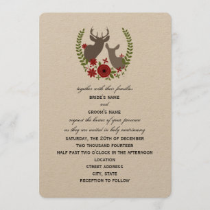 Faire-part de mariage floral de Noël de cerfs