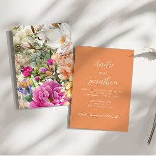 Faire-part de mariage floral de printemps abricot 