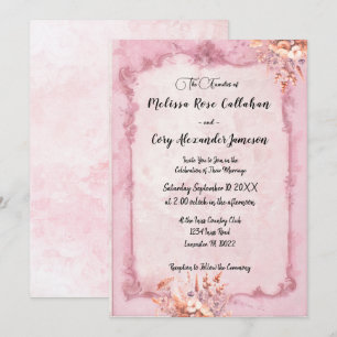 Faire-part de mariage floral de style rococo roman