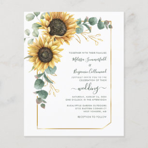 Faire-part de mariage floral de tournesol