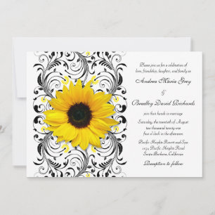 Faire-part de mariage floral de tournesol
