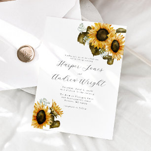 Faire-part de mariage floral de tournesol rustique