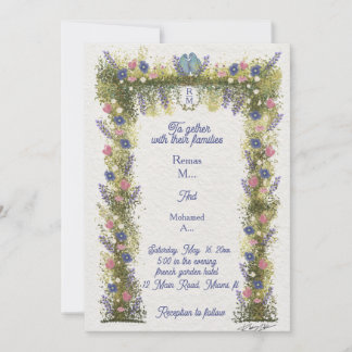Faire-part de mariage floral dessiné à la main élé