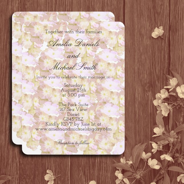 Faire-part de mariage floral d'été pastel (Créateur téléchargé)