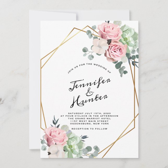 Faire-part de mariage floral d'eucalyptus (Devant)