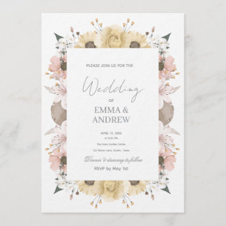 Faire-part de mariage floral – Élégant 