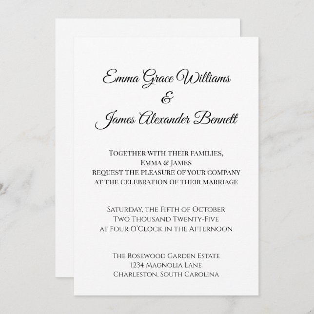 Faire-part de mariage floral élégant et personnali (Devant / Derrière)