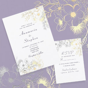 Faire-part de mariage floral élégant et rustique v