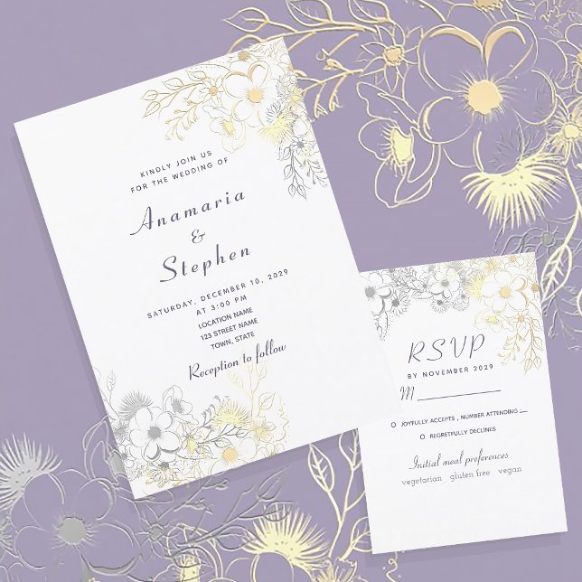 Faire-part de mariage floral élégant et rustique v (Créateur téléchargé)