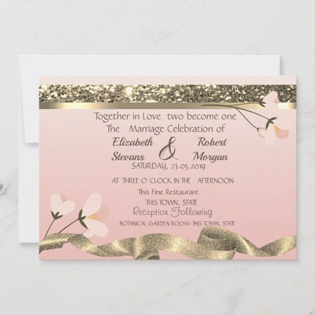 Faire-part de mariage floral élégant et stylé (Devant)