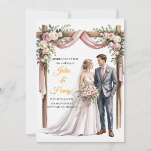Faire-Part de Mariage Floral Élégant Jardin Roma