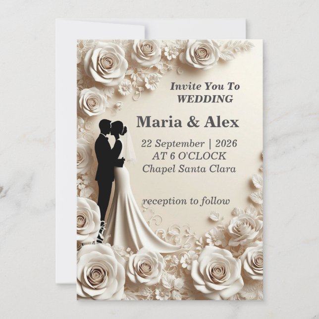 Faire-part de mariage floral Élégant Romantique (Devant)