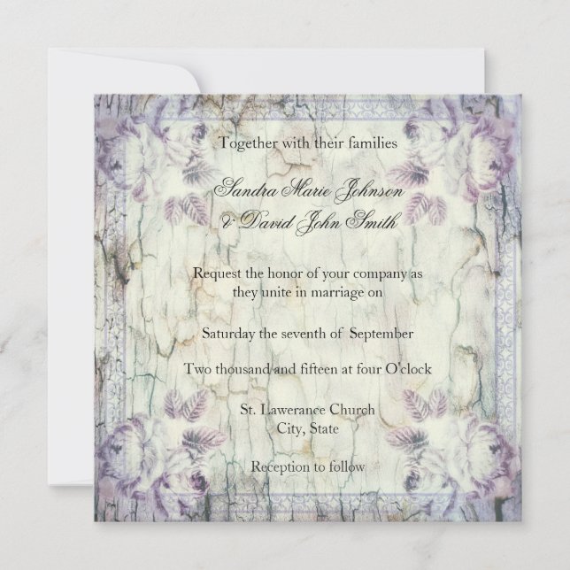 Faire-part de mariage Floral en bois (Devant)