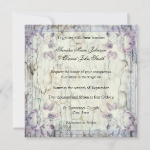 Faire-part de mariage Floral en bois