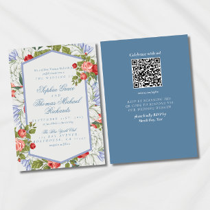 Faire-part de mariage floral en écriture cursive é