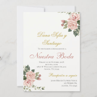 Faire-part de mariage floral en espagnol