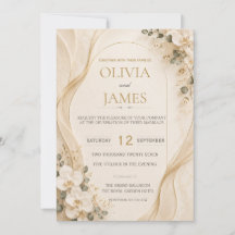 Faire-part de mariage floral en ivoire