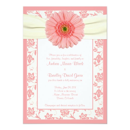 Faire-part de mariage floral en ivoire de Gerbera