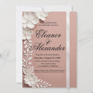 Faire-part de mariage floral en papier découpé Ros