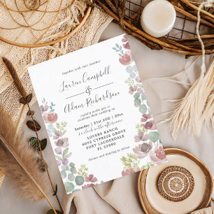 Faire-part de mariage floral en terracotta orange
