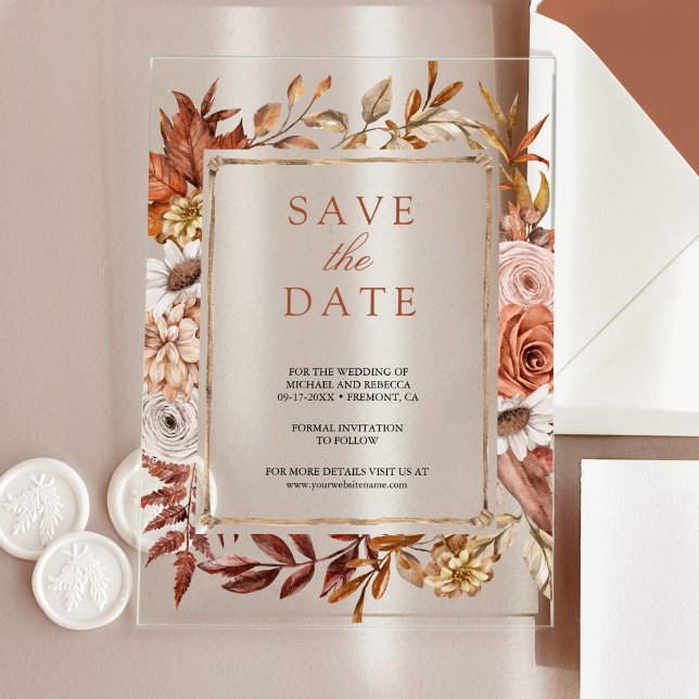 Faire-part de mariage floral en terre cuite (Créateur téléchargé)