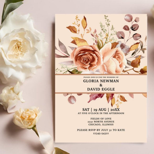 Faire-part de mariage Floral en terre cuite (Créateur téléchargé)