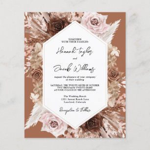Faire-part de mariage floral en terre cuite Boho à