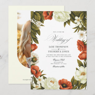 Faire-part de mariage floral en terre cuite et ver