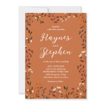 Faire-part de mariage floral en terre cuite rustiq