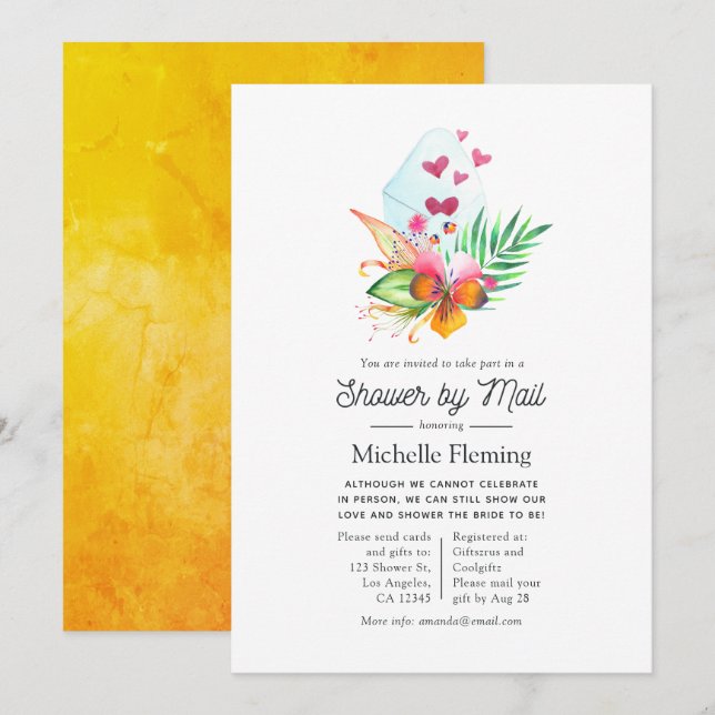 Faire-part de Mariage Floral Été Tropical par La P (Devant / Derrière)